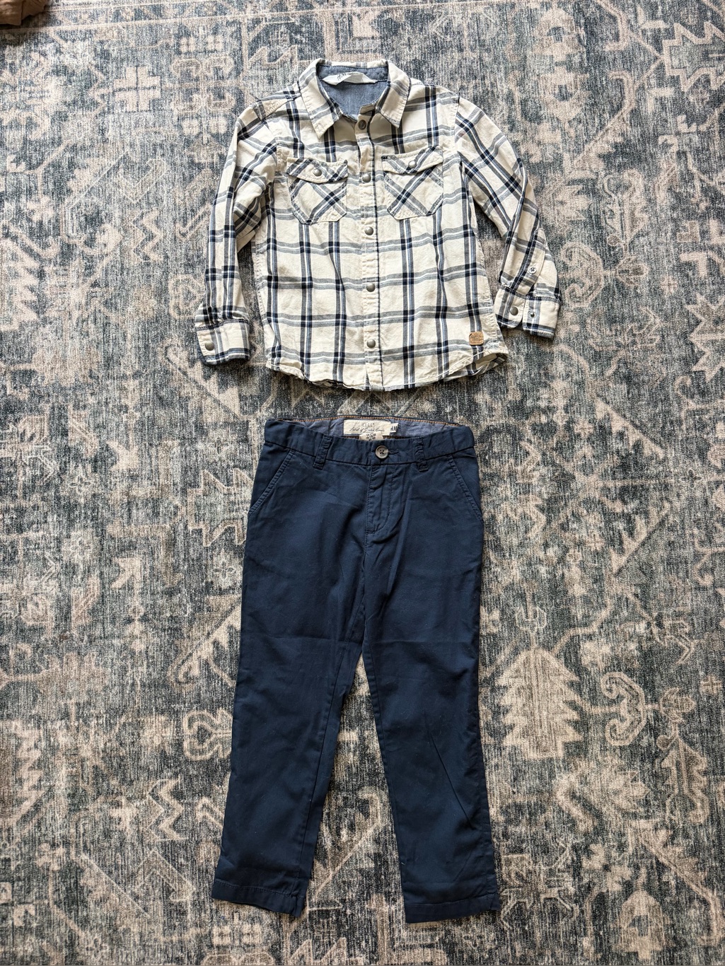 H&M L.O.G.G. Toddler Navy Pants And Shirt